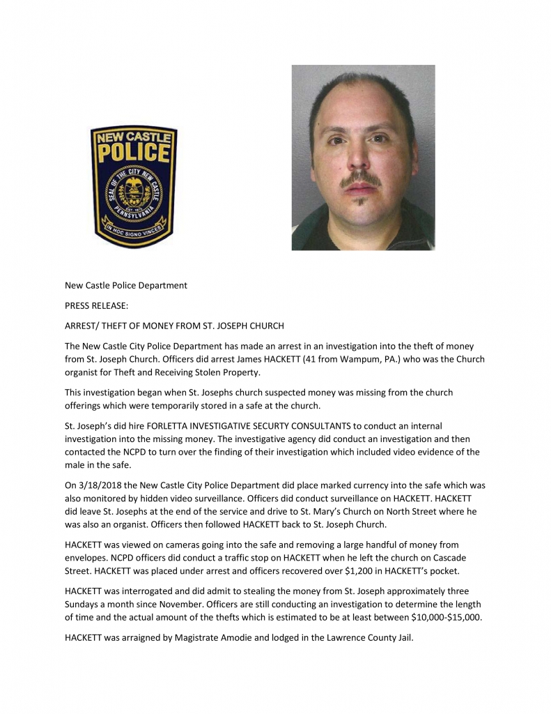 Forletta Investigation - St. Joseph Church Theft